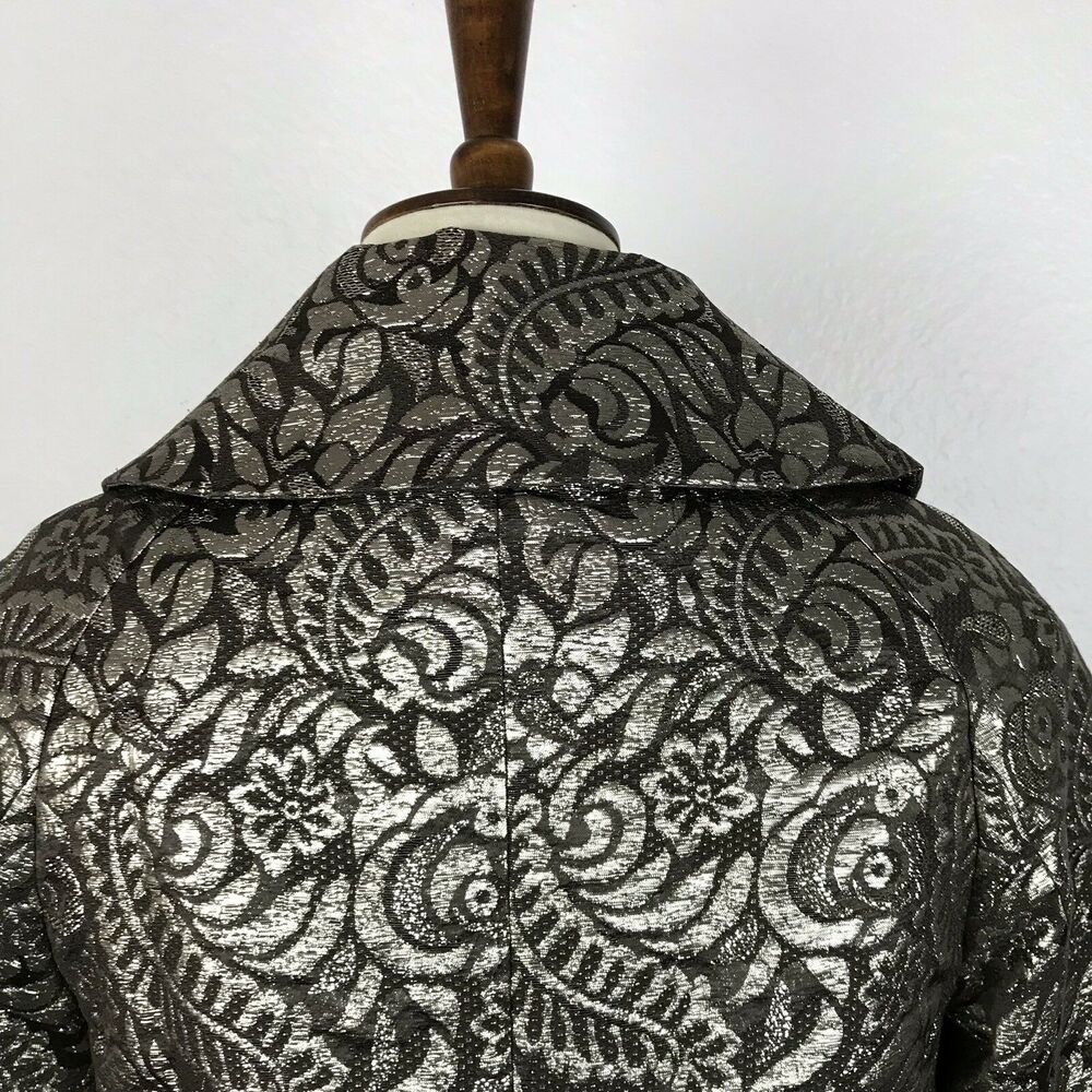 Banana Republic Jacket Women S Blazer Floral Metallic Brocade Silk Blend Evening - Picture 8 of 11